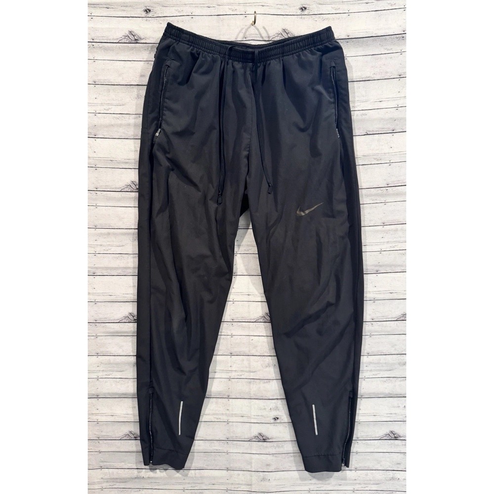 Nike Phenom Elite Dri-FIT Running Pants Mens M Black Zip Leg Reflective Jogger